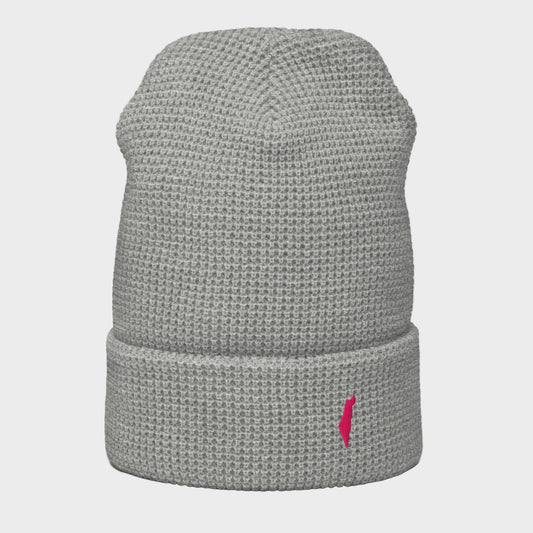 the ralph waffle beanie grey pink full