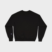 Black sweatshirt with a small logo on a light gray background