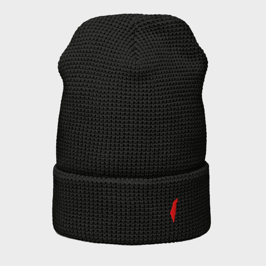 black and red waffle israel beanie