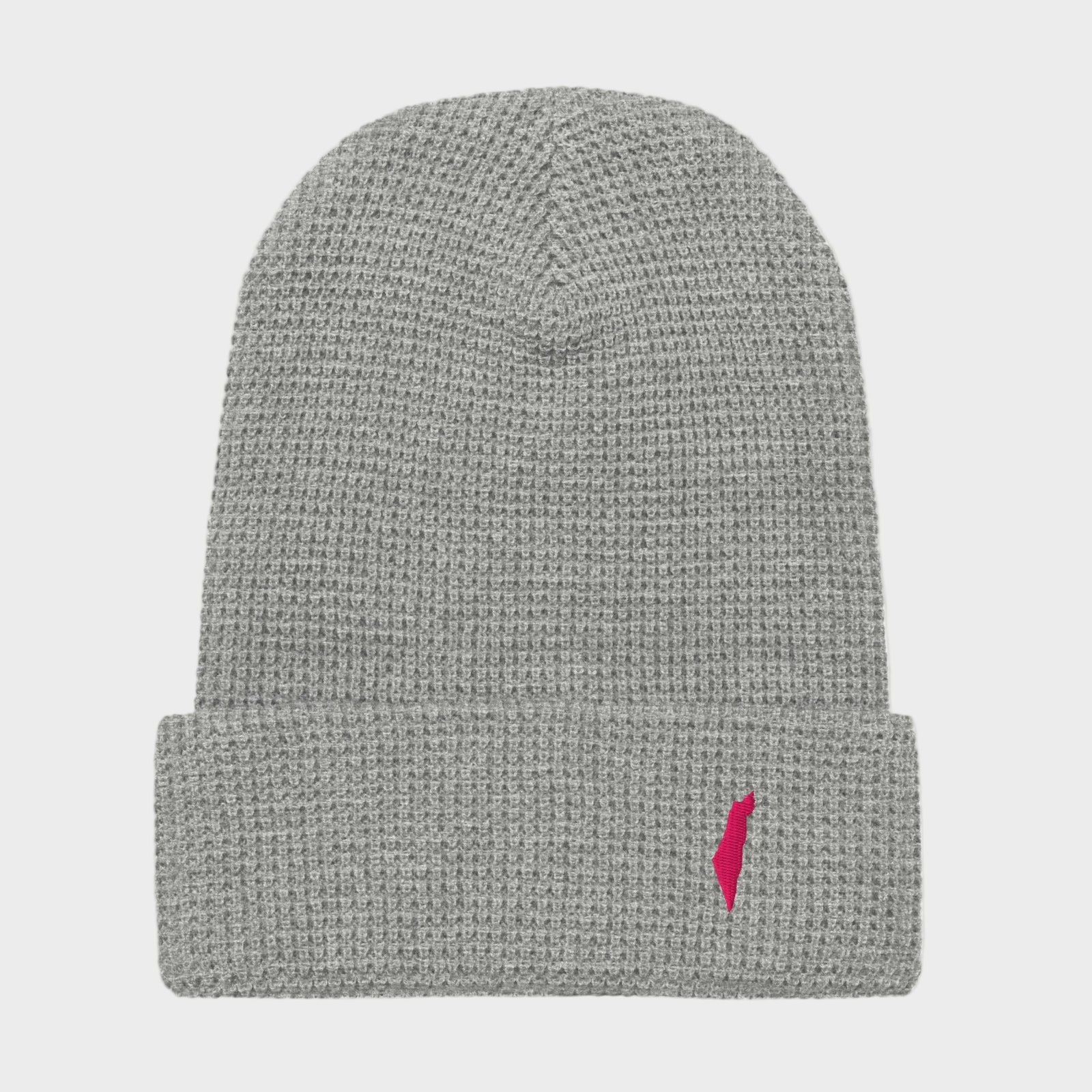 the ralph waffle beanie grey pink