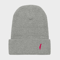 the ralph waffle beanie grey pink