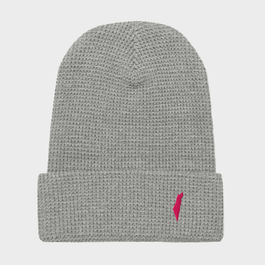 the ralph waffle beanie grey pink